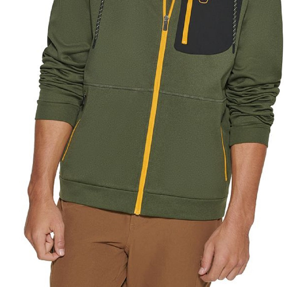 Bass Outdoor Men's Highline Trail Regular Fit Stretch Colorblocked Full Zip Hooded Track Jacket Green Size X-Large