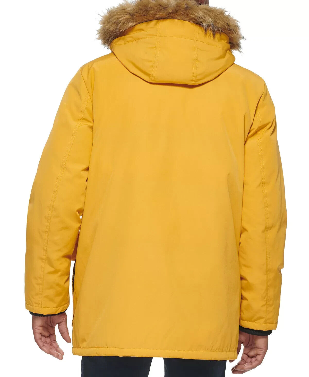 Club Room Men's Parka With A Faux Fur Hood Jacket Yellow Size X-Large