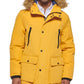 Club Room Men's Parka With A Faux Fur Hood Jacket Yellow Size Small