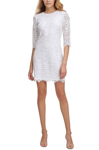 Kensie Women's Lace Sheath Dress White Size 8