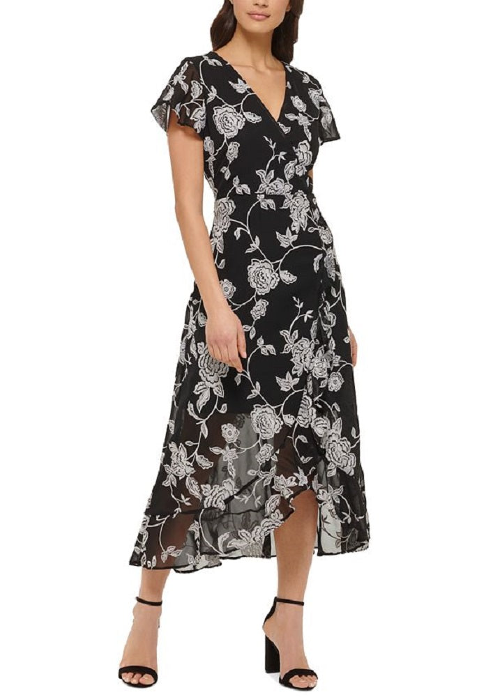 Kensie Women's Embroidered Midi Dress White Size 8