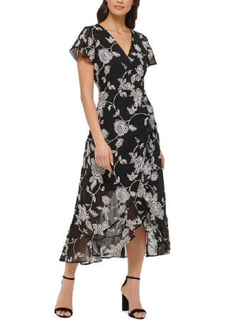 Kensie Women's Embroidered Midi Dress White Size 8