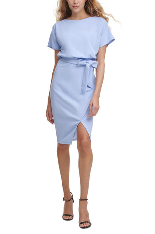 Kensie Women's Blouson Wrap Dress Blue Size 14