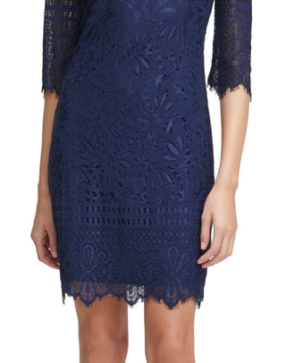 Kensie Women's Lace Sheath Dress Blue Size 2