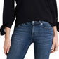 CeCe Women's Bow Tie Cuff Long Sleeve V Neck Sweater Black Size Small