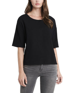 Vince Camuto Women's Elbow Sleeve French Terry Top Black Size X-Small