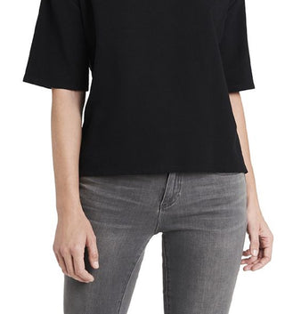 Vince Camuto Women's Elbow Sleeve French Terry Top Black Size X-Small