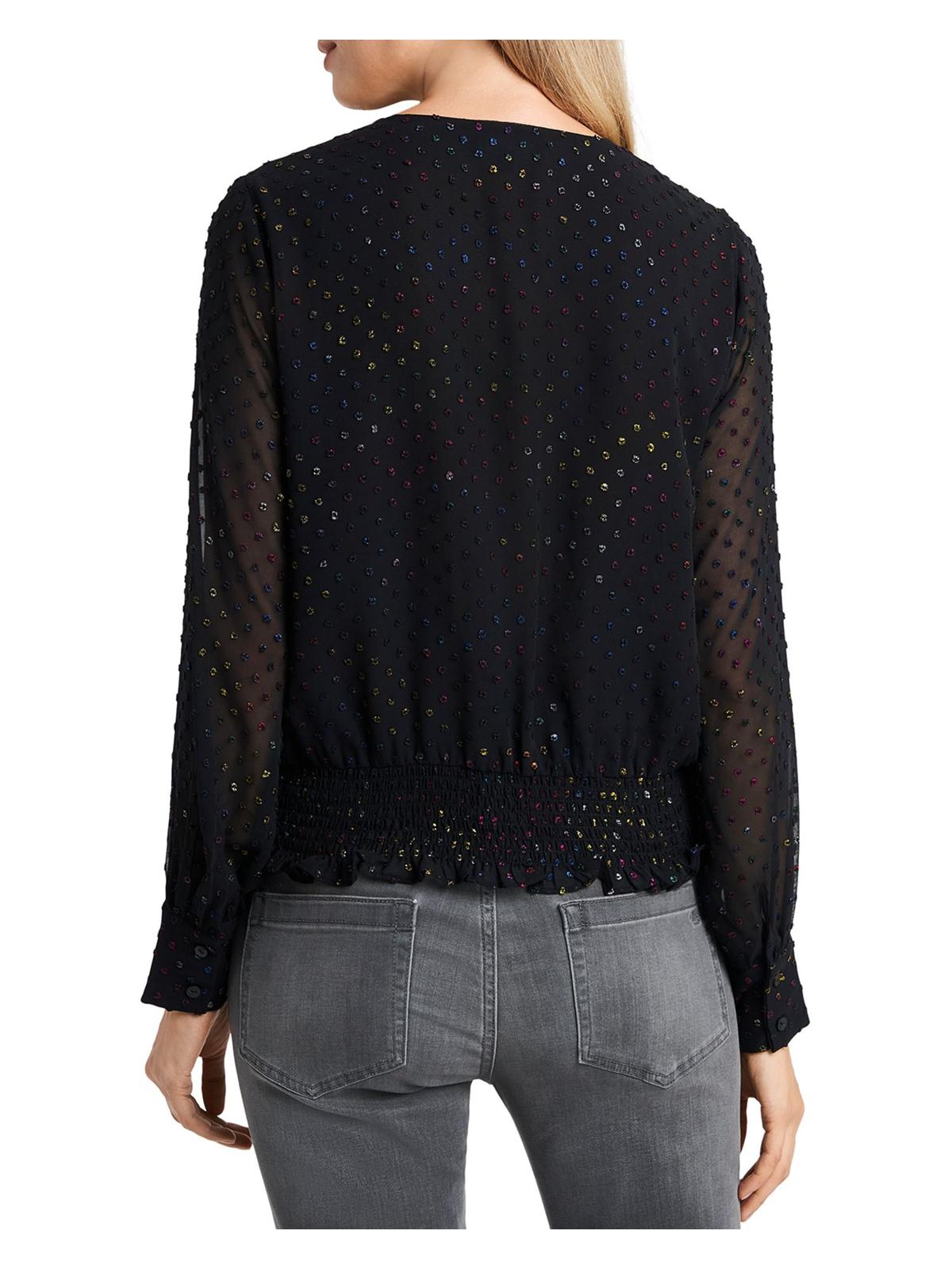 1.STATE Women's Woven V Neck Blouse Black Size X-Large