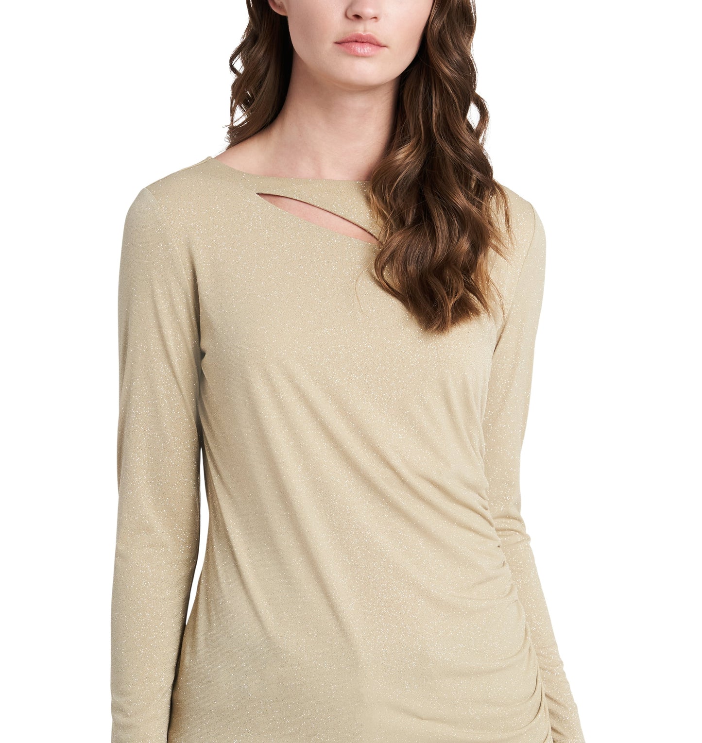 Vince Camuto Women's Sparkle Jersey Cutout Top Yellow Size Medium