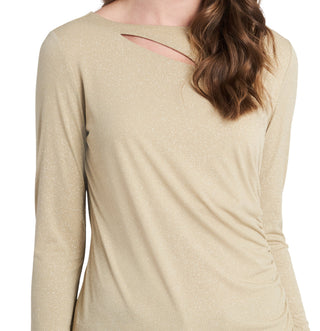 Vince Camuto Women's Sparkle Jersey Cutout Top Yellow Size Large