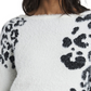 Vince Camuto Women's Animal Print Jacquard Fuzzy Sweater White Size X-Small