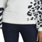 Vince Camuto Women's Animal Print Jacquard Fuzzy Sweater White Size Medium