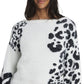 Vince Camuto Women's Animal Print Jacquard Fuzzy Sweater White Size X-Large