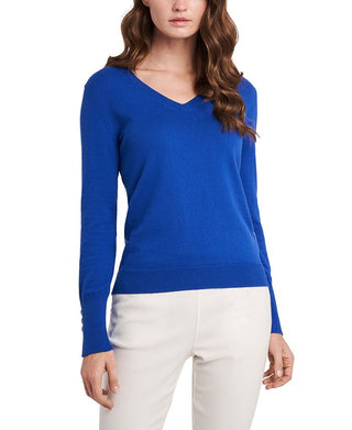 Riley & Rae Women's Clara V Neck Sweater Blue Size Small