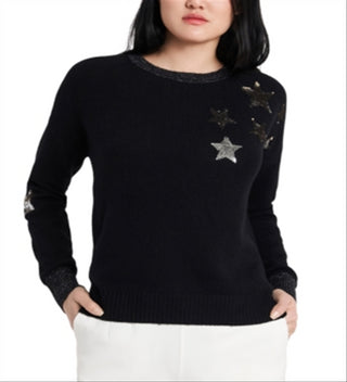 Riley & Rae Women's Jamie Sequin Star Sweater Black Size X-Large