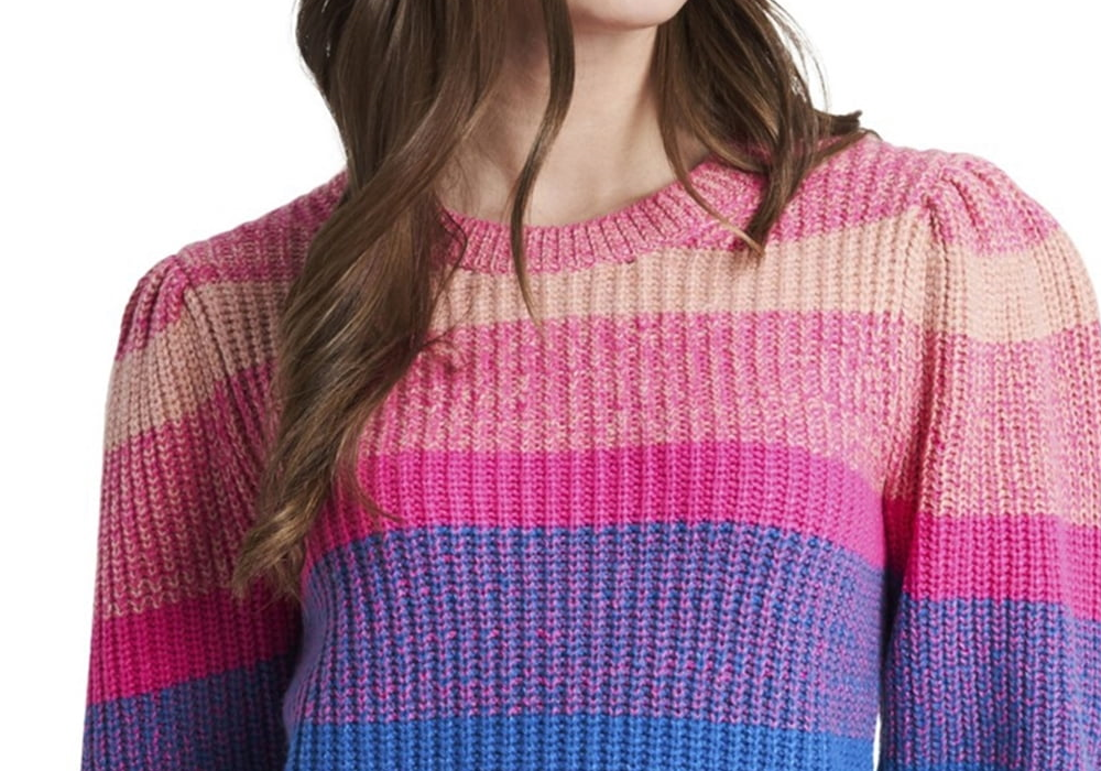 Vince Camuto Women's Long Sleeve Color Block Sweater Pink Size XS