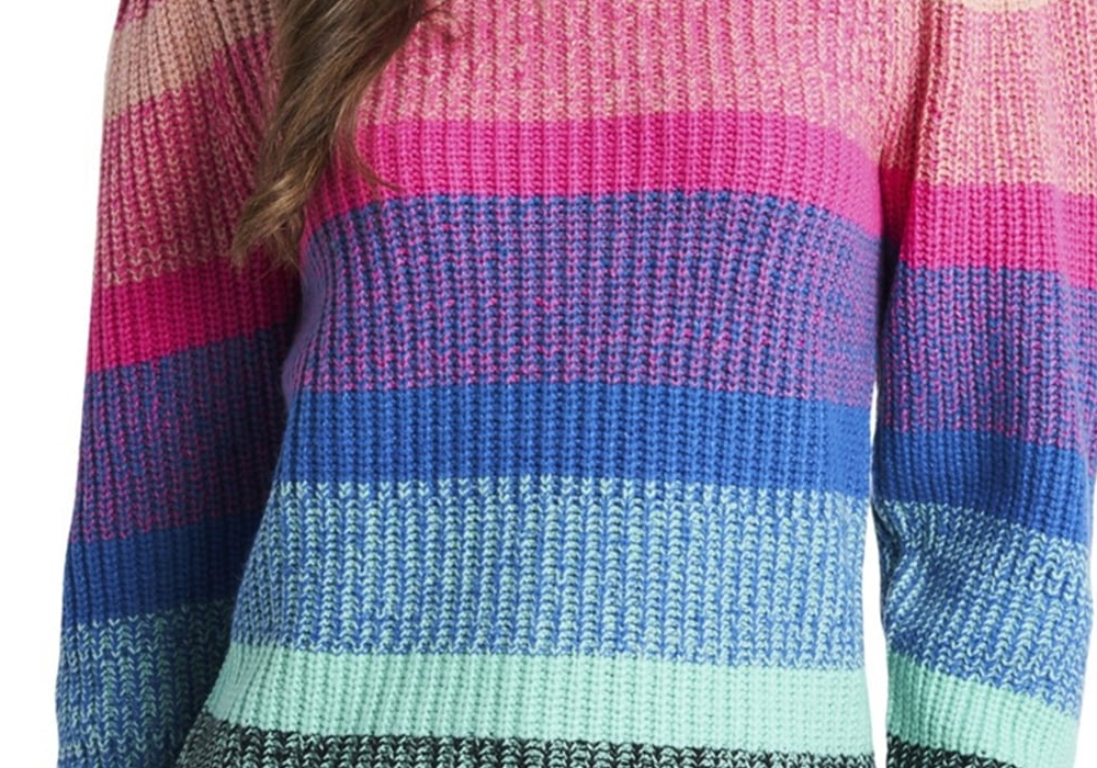 Vince Camuto Women's Long Sleeve Color Block Sweater Pink Size XS