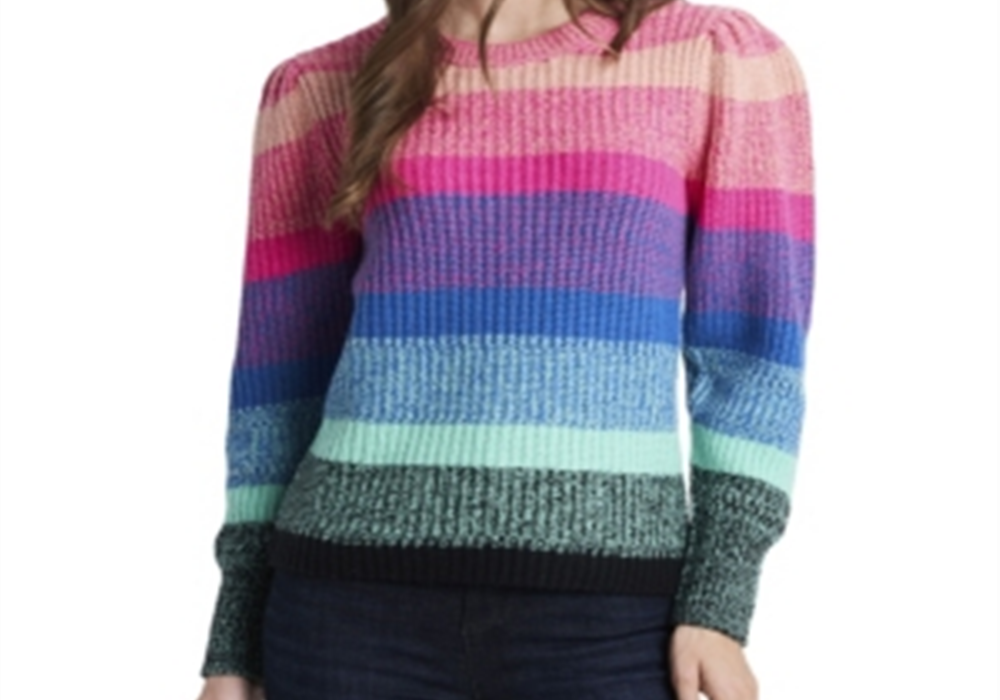 Vince Camuto Women's Long Sleeve Color Block Sweater Pink Size XS
