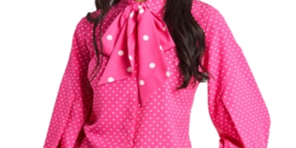 Riley & Rae Women's Camille Bow Neck Blouse  Pink  Size XL
