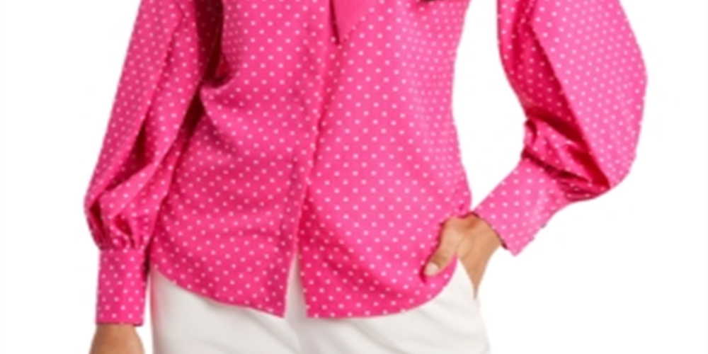 Riley & Rae Women's Camille Bow Neck Blouse  Pink  Size XL