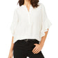 Vince Camuto Women's Ruffle Sleeve Split Neck Blouse White Size X-Small