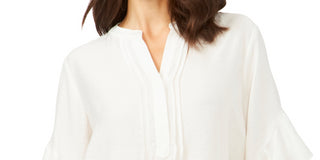 Vince Camuto Women's Ruffle Sleeve Split Neck Blouse White Size X-Small