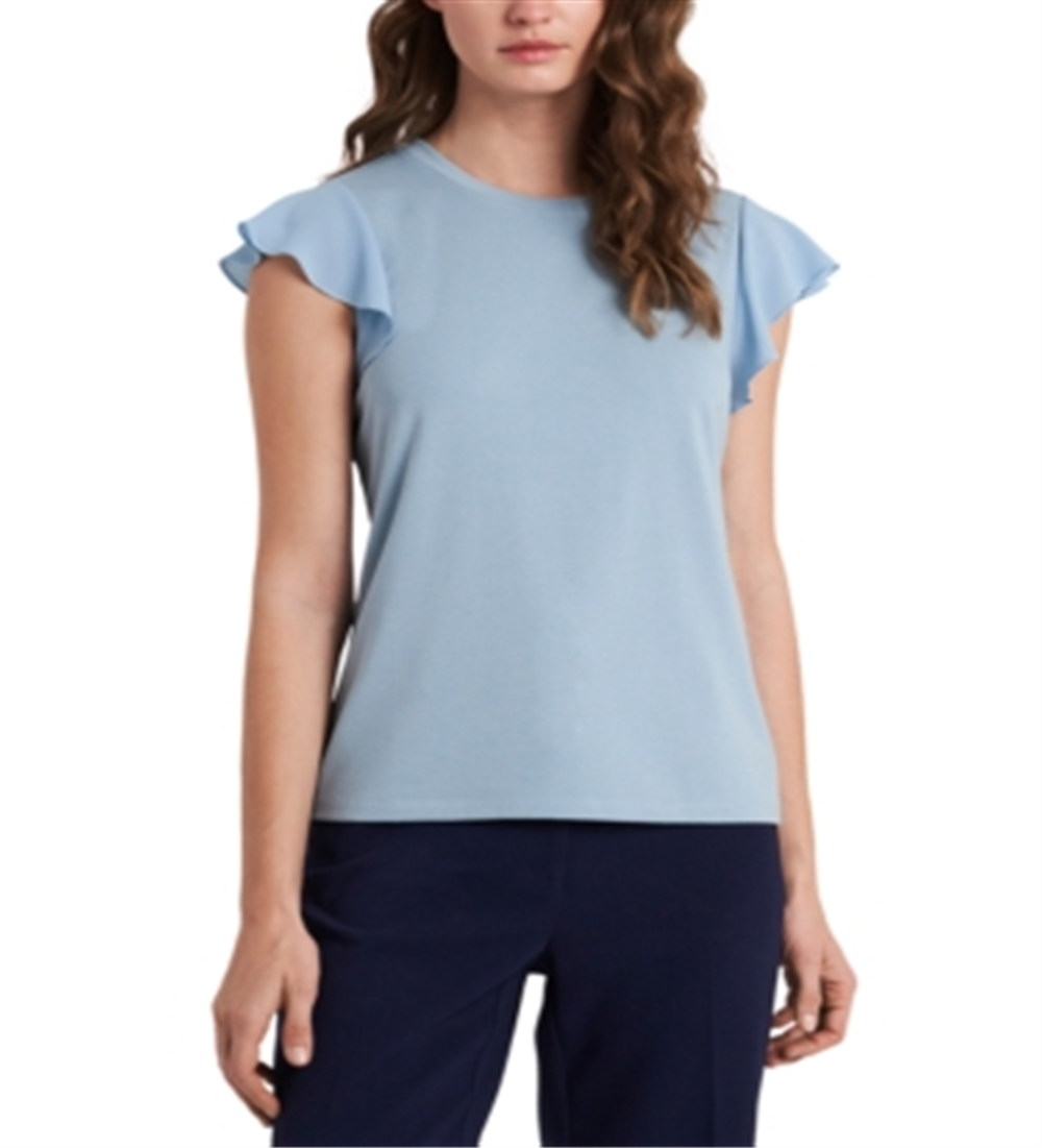 Riley & Rae Women's Suzi Flutter Sleeve Top Blue Size Large