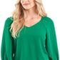 CeCe Women's V Neck Top Green Size Medium
