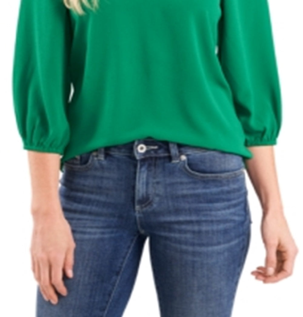 CeCe Women's V Neck Top Green Size Medium