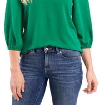 CeCe Women's V Neck Top Green Size Medium