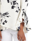 Vince Camuto Women's Floral Print Trumpet Sleeve Top White Size Small