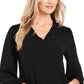 CeCe Women's Ruffle V Neck Blouse Black Size Small