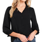 CeCe Women's Ruffle V Neck Blouse Black Size Small