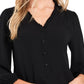 CeCe Women's Ruffle V Neck Blouse Black Size Large
