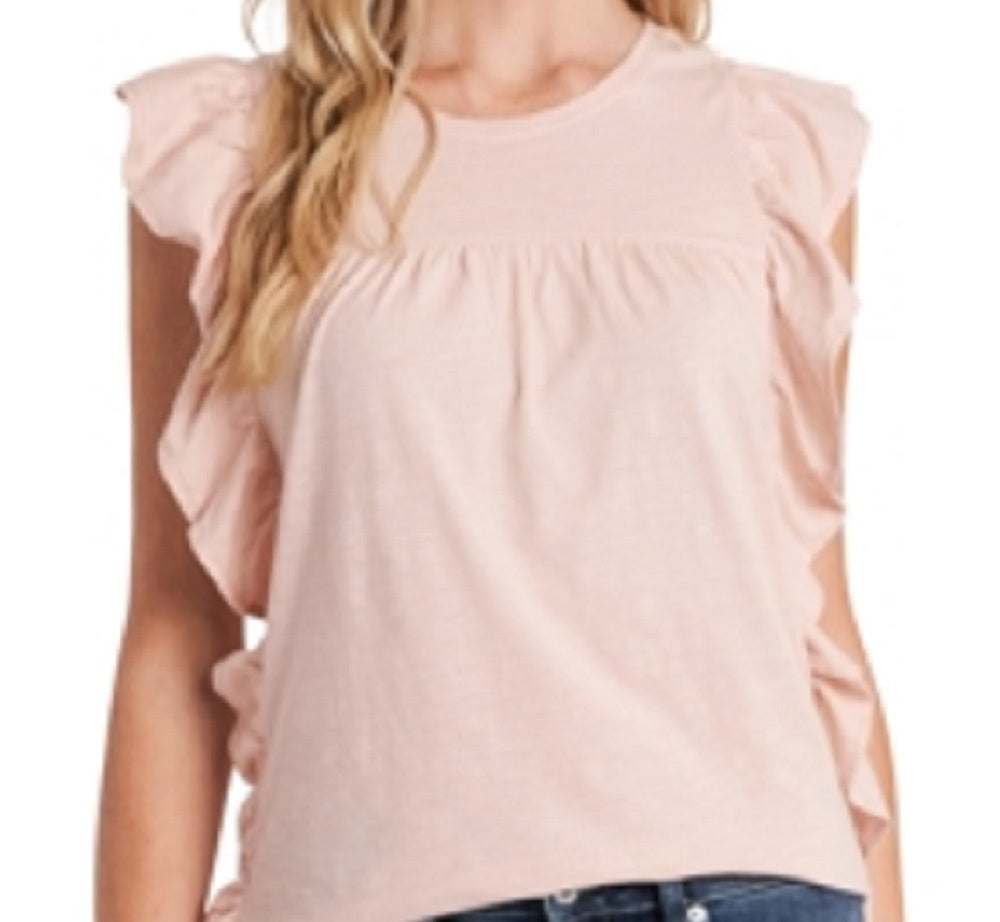 CeCe Women's Cascading Ruffle Top Pink Size Medium