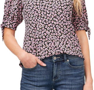 CeCe Women's Poppy Tie Sleeve Knit Top Pink Size Small