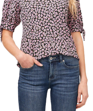 CeCe Women's Poppy Tie Sleeve Knit Top Pink Size Medium