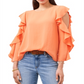 Vince Camuto Women's Ruffle Sleeve Top Orange Size Large