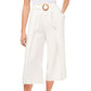 CeCe Women's Wide Leg Belted Waist Cropped Culotte Pants Beige Size 4