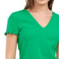 Riley & Rae Women's Kaia Ribbed Lettuce Edge Top Green Size X-Large