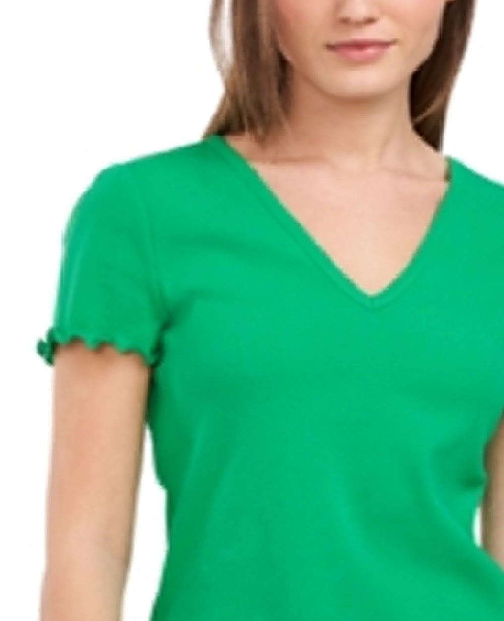 Riley & Rae Women's Kaia Ribbed Lettuce Edge Top Green Size X-Large