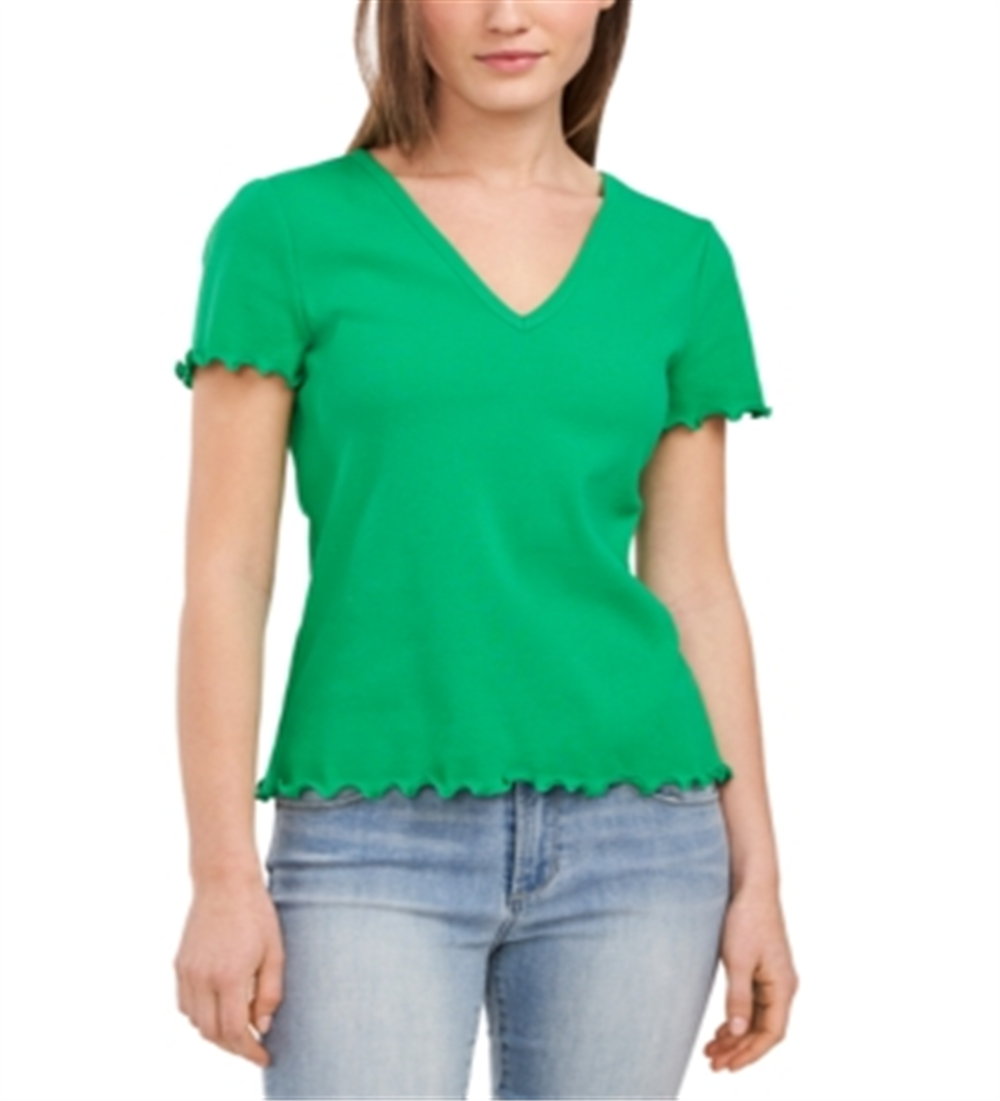 Riley & Rae Women's Kaia Ribbed Lettuce Edge Top Green Size X-Large