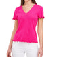 Riley & Rae Women's Kaia Ribbed Lettuce Edge Top Pink Size X-Small