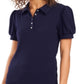 Riley & Rae Women's Tobi Puff Sleeve Polo Shirt Blue Size XX-Large
