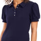 Riley & Rae Women's Tobi Puff Sleeve Polo Shirt Blue Size XX-Large