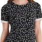 Riley & Rae Women's Perry Ditsy Print Lace Cuff Top Black Size X-Small