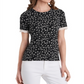 Riley & Rae Women's Perry Ditsy Print Lace Cuff Top Black Size X-Small