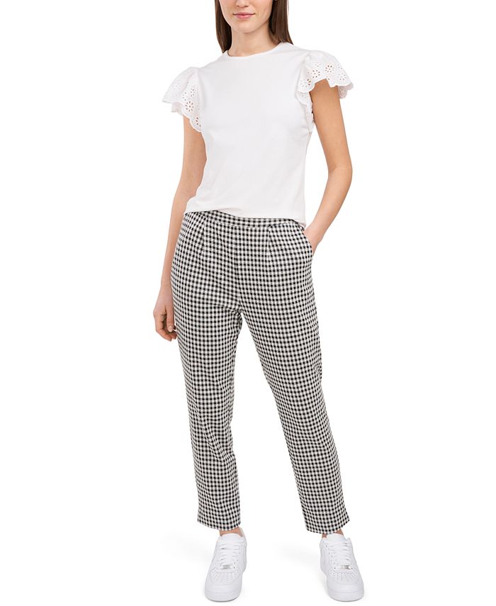 Riley & Rae Women's Rue Gingham Print Pants Gray Size 14