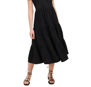 Riley & Rae Women's Lacey Tiered Puff Sleeve Dress Black Size Large