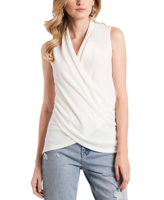 1.STATE Women's Wrap Front Sleeveless Top Brown Size Medium